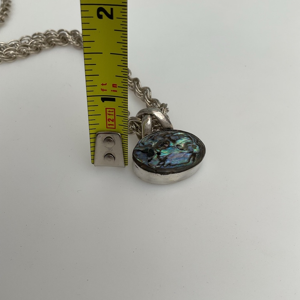 Sterling Silver Abalone Oval Pendant Necklace - Picture 7 of 8